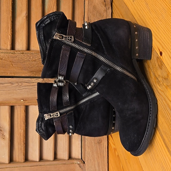 SALE!! A.S.98 CHESTER Black Sueded Leather Short Boots - Picture 7 of 14